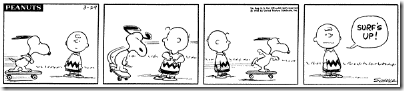 Peanuts 1965-03-29 - Snoopy as a skateboard champion