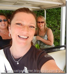 Shawna and team in golf cart