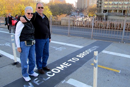 Grams & Dad on the Brooklyn bridge
