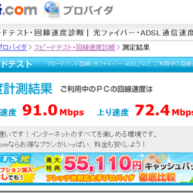 フレッツ光 スピードテスト
