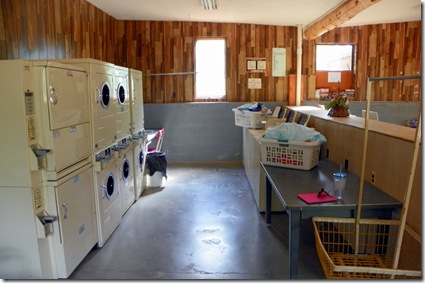 What the inside of this RV park laundry building.  It's big with 8 washers and 8 dryers.
