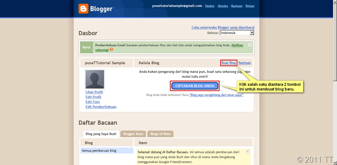Dasbor Blogger-membuat blog baru Dasbor Blogger-membuat blog baru