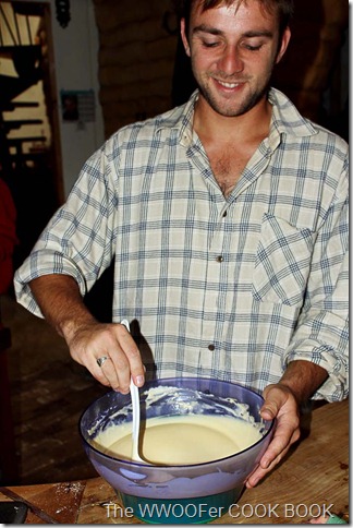 Stephan mixing the Crepe mixture