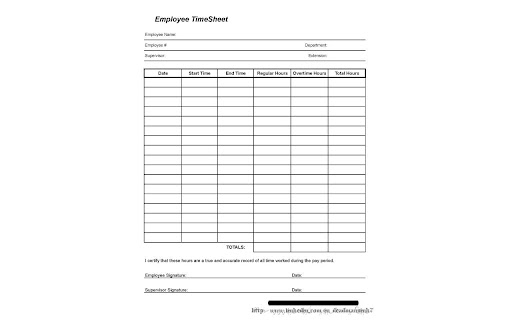 Employee Time Card Spreadsheet
