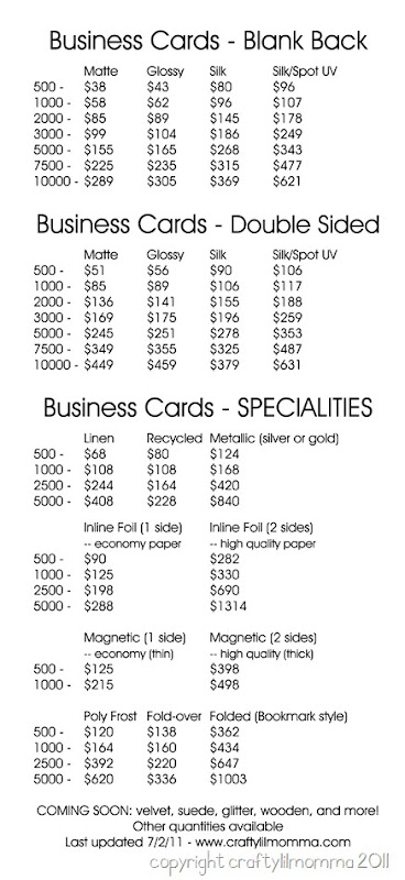 crafty rack card business cards
