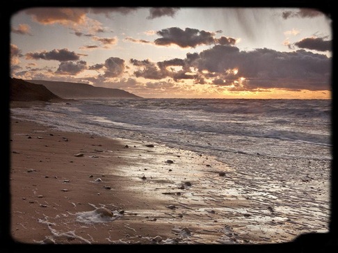 playa atardecer