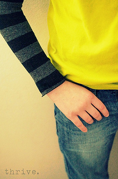 Make faux sleeves from baby legs or knee highs - choosetothrive.blogspot.com