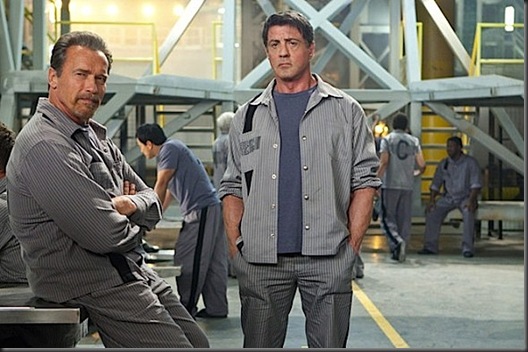 Arnold Schwarzenegger and Sylvester Stallone in The Tomb