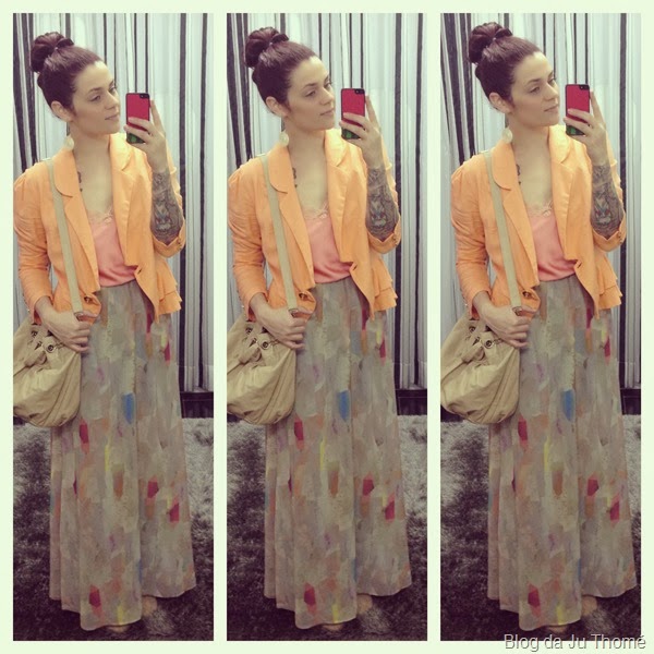 look saia longa CANAL e blazer laranja