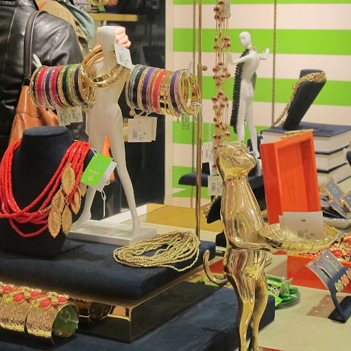 Look at this table full of gilded, bright jewelry that will not break the bank. We struggled to find items over $100!