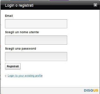 Registrazione Registrazione disqus