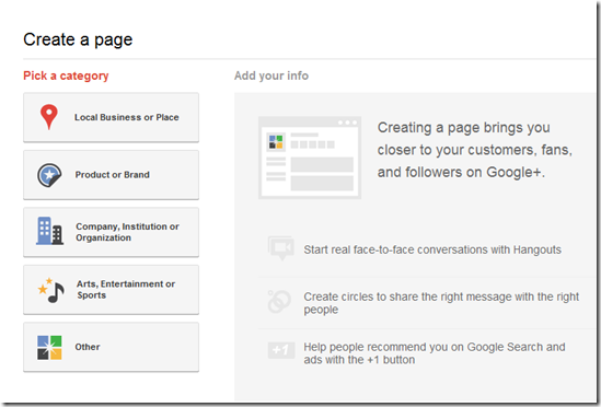 Create a Google  Page