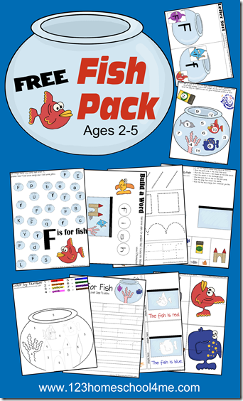 Preschool Worksheets - Free Fish  Pack for toddler, preschool, and kindergarten