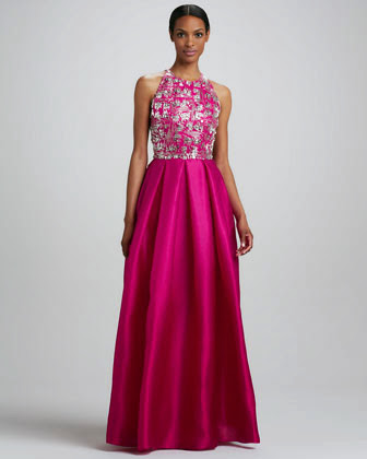 For those who love color, this Naeem Khan gown with an embroidered bodice will impress in any season. For those who love color, this Naeem Khan gown with an embroidered bodice will impress in any season.