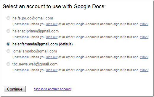 Usar Google Docs com login múltiplo Usar Google Docs com login múltiplo