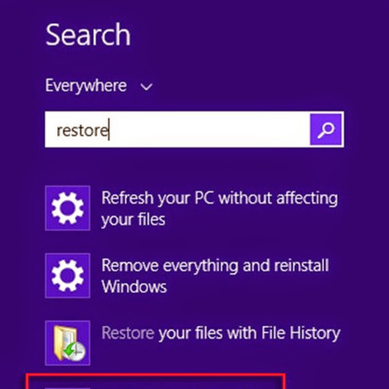 Utilizzo della funzione Ripristino configurazione di sistema di Microsoft (Windows 8).