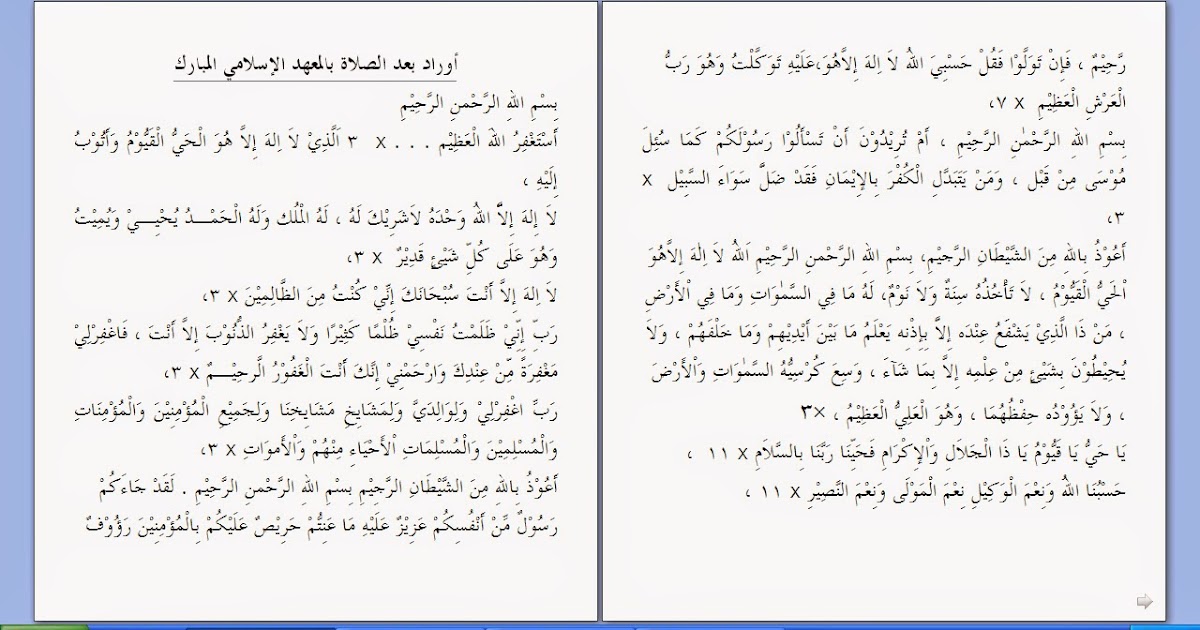 Corat Coret Bacaan Wirid Setelah Sholat Fardhu