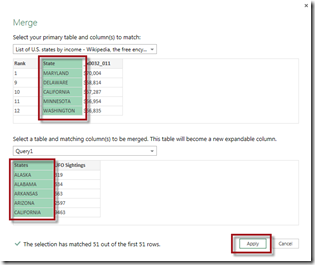 select matching columns