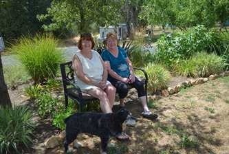 Sue and Maryruth in Maryruth's lovely yard