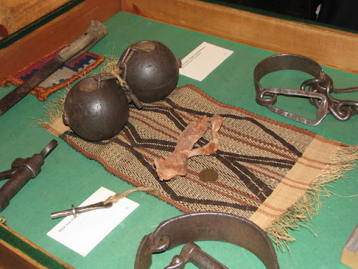 A ball and chain once used on slaves are among several items at the Ozarks Afro-American Heritage Museum in Ash Grove.