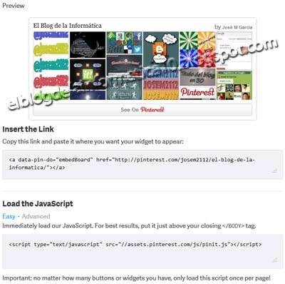 Gadget Pinterest para blog