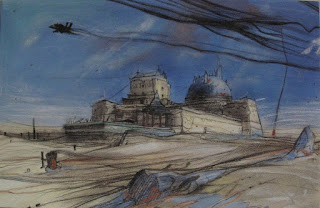 Enki Bilal, vignette tirée de "Le Sommeil du Monstre"
Gouache et crayons sur papier