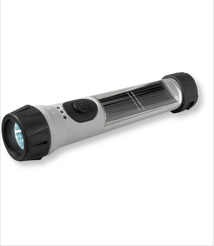 This solar flashlight will provide 12 hours of light from an 8 hour charge and is waterproof to 80 feet. This solar flashlight will provide 12 hours of light from an 8 hour charge and is waterproof to 80 feet.