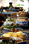 Deerings Market pork sausage, Pleavas Plevalean burgers, black bean and corn veggie burgers, and Greg Mikowski's sweet corn with roasted red pepper butter made up just a portion of the dinner buffet. Deerings Market pork sausage, Pleavas Plevalean burgers, black bean and corn veggie burgers, and Greg Mikowski's sweet corn with roasted red pepper butter made up just a portion of the dinner buffet.
