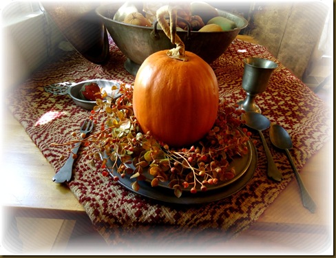 Pumpkins on pewter