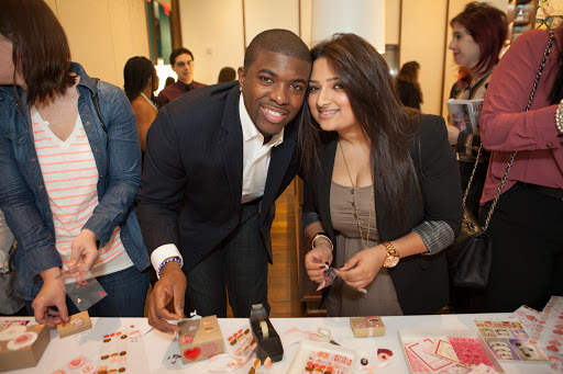 Dharell Mosby and girlfriend (at the time) Linda Lewis stopped at the craft table to decorate their boxes. Little did Linda know, she was actually in for quite the surprise come 8:30 p.m.!! Dharell Mosby and girlfriend (at the time) Linda Lewis stopped at the craft table to decorate their boxes. Little did Linda know, she was actually in for quite the surprise come 8:30 p.m.!!