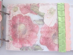 Beach journal orange matboard flowered page with green ribbon Beach journal orange matboard flowered page with green ribbon