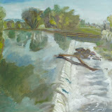 Lachsaufstieg in die Sieg, Öl auf Leinwand, 80x60 cm, Copyright by O. Weinreich