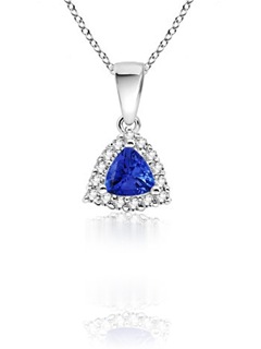 Trillion Tanzanite and Diamond Border Pendant Trillion Tanzanite and Diamond Border Pendant