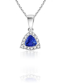 Trillion Tanzanite and Diamond Border Pendant