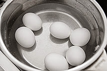 cover eggs with 1 to 2 inches of water