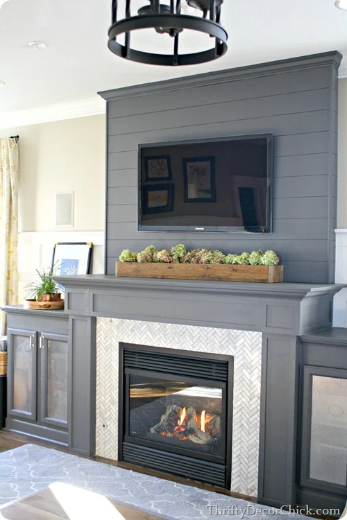 gray fireplace marble surround