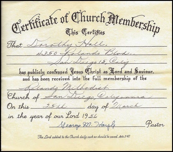 HALL_Dorothy_cert of church membership_Rolando methodist_25 Mar