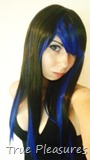 True Pleasures Wearing the Black & Electric Blue Duplicity Wig | RockStarWigs.com
