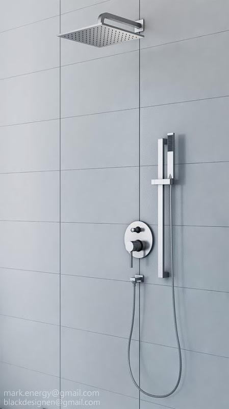 Pure minimalism Bathroom Shower close up Pure minimalism Bathroom Shower close up