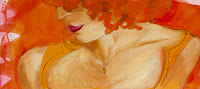 Red Head. Pen, shellac and oil on paper. 13x22. Sold.