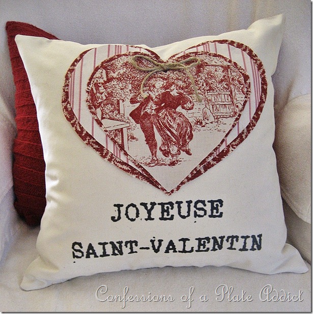 CONFESSIONS OF A PLATE ADDICT Vintage French Valentine Pillow 055
