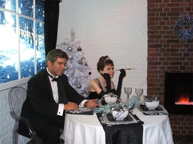 George Clooney and Audrey Hepburn models at Madame Tussauds