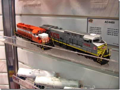 IMG_5330 HO-Scale Kansas City Southern AC4400CW #4568 & McCloud River SD38 #36 by Athearn at the WGH Show in Portland, OR on February 17, 2007