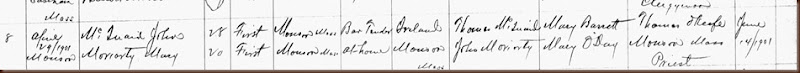 1901 John T. McQuaid and Mary E. Moriarty Record of Marrage 29 April 1901 Town Clerk Monson Ma crop 1901 John T. McQuaid and Mary E. Moriarty Record of Marrage 29 April 1901 Town Clerk Monson Ma crop