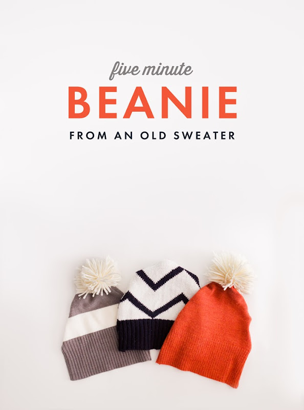 Five Minute DIY Beanie (from an old sweater!) Zurcher Co He + I