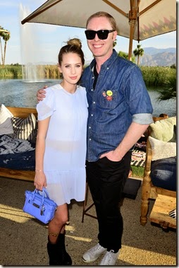 LA QUINTA, CA - APRIL 10:  Model Dylan Penn (L) and Coach Executive Creative Director Stuart Vevers attend Coach Backstage at Soho Desert House on April 10, 2015 in La Quinta, California.  (Photo by Jerod Harris/Getty Images for Coach)