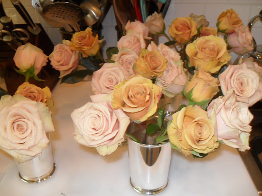 When you first cut roses, be sure to cut them under running water, that way they won't suck in air. If they suck in air it will block the water from reaching the actual bloom.