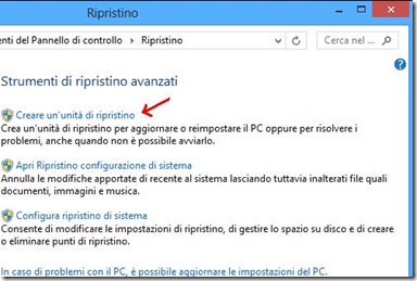 Windows 8 Creare un’unità di ripristino Windows 8 Creare un’unità di ripristino