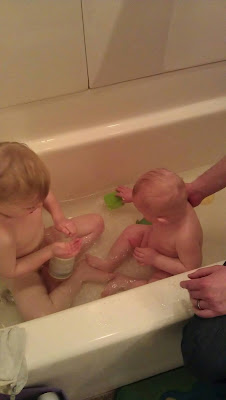 Andy washing Charlie
