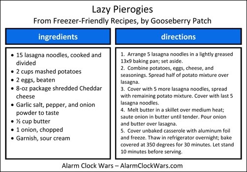 lazy pierogies recipe card lazy pierogies recipe card